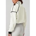 thumbnail image 4 of Chaqueta corta de forro polar sherpa con media cremallera para mujer QINSEN, 4 of 6