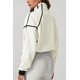 thumbnail image 4 of Chaqueta corta de forro polar sherpa con media cremallera para mujer QINSEN, 4 of 6