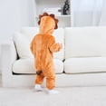 thumbnail image 5 of Baby Leopard Fleece Jumpsuit Toddler Funny Halloween Animal Onesie Infant Boys Girls Cute Plush One Piece Hooded Outfit, 5 of 9