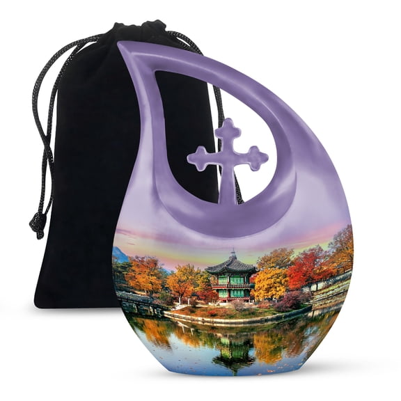 JAGSHASHI Kyeong Bok Cremation Urns For Humans - Urn For Adult Female - Adult Urns For Human Ashes Men - Urn For Ashes Adult Male Large - 10 Inch With Velvet Bag - Urn For Women - Urns For Ashes