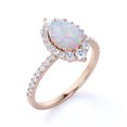 thumbnail image 4 of JeenMata 1.75 ct Vintage Oval Welo Opal and Moissanite Halo Promise Ring in 18K Rose Gold over Silver, 4 of 7
