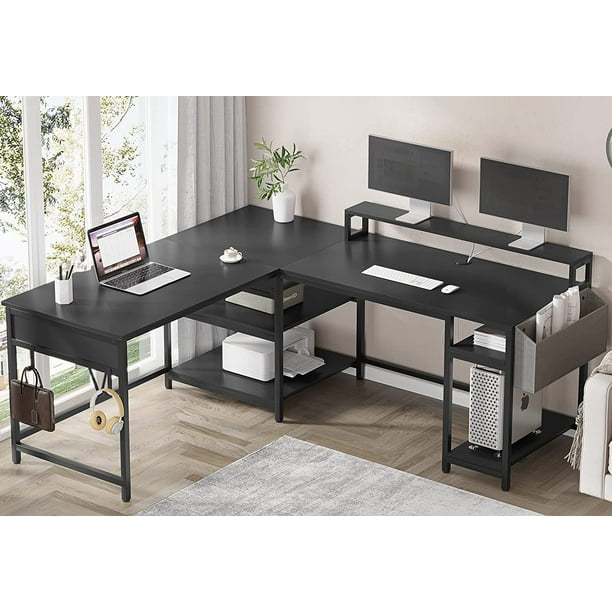 L Shaped Office Desk 98.4” Reversible Corner Computer Desk with Lift