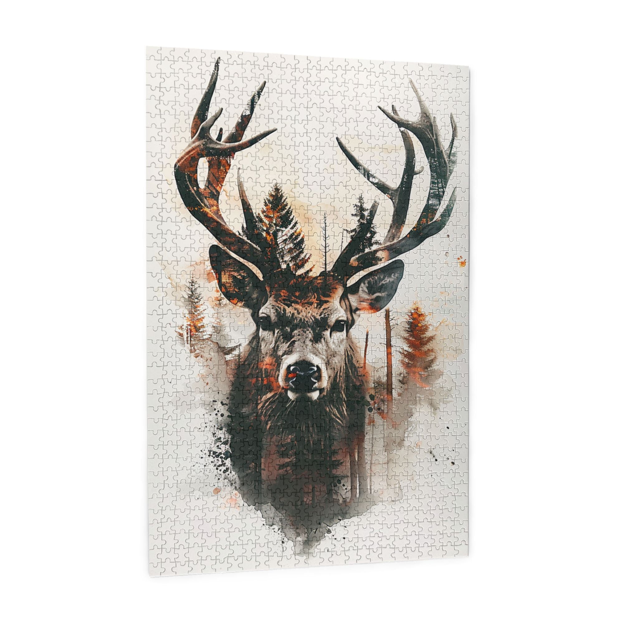 1000 pcs 1000 Piece Wooden Puzzles Double exposure Deer & Forests,Vibrant Design,Unique Animal Art Puzzle Game,Modern Style Deer & Forests Fun Puzzle 1000 Piece,Gift for Animal Lovers,Relax yourself