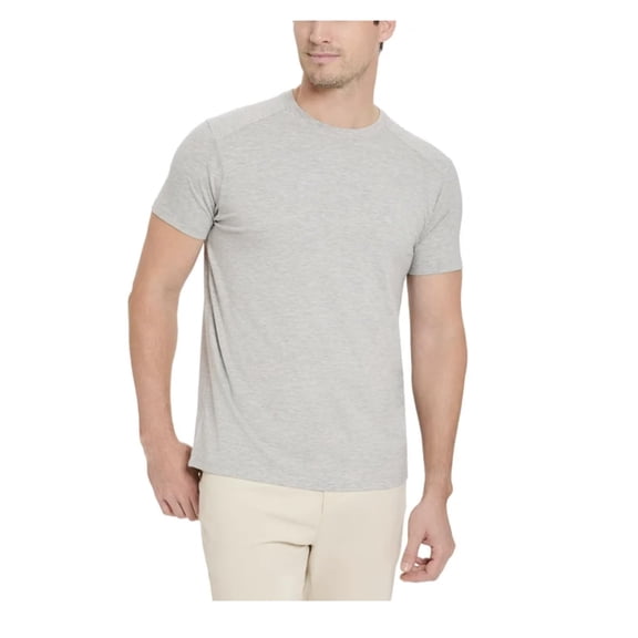 Kenneth Cole New York Men's Short Sleeve Comfort Stretch Dress Tee Shirt, Gray, Large