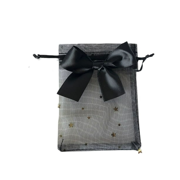 Inteprter Bolsa de tul de 30 Uds., bolsa con cordón, bolsas de ñame, bolsas de joyería para jabón, cuerda con lazo, red de bolsillo para dulces, Kits de decoración para fiestas negro 10*15cm Inteprter HA070639-02