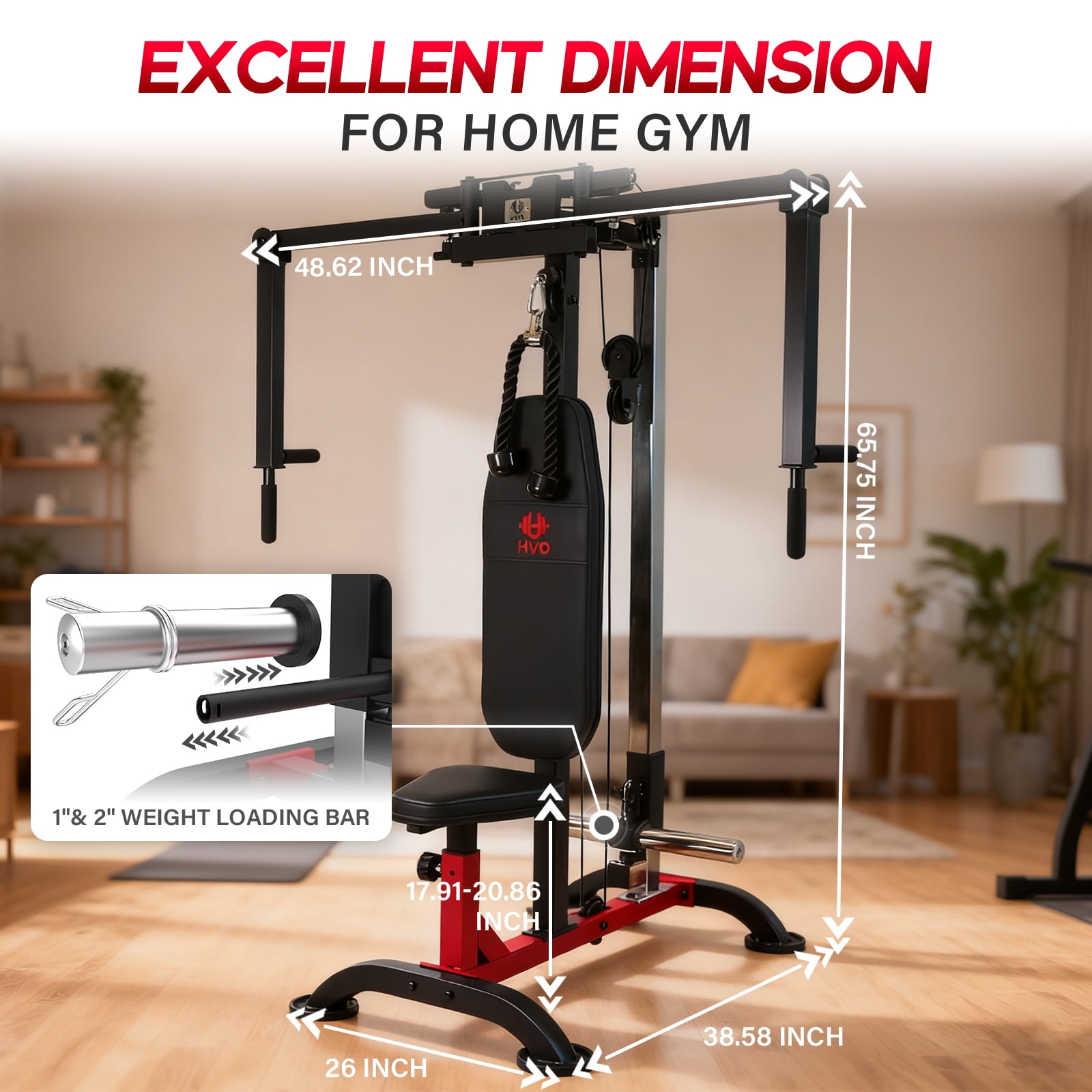 HeeH Pec Deck & Reverse Delt Fly Machine – Adjustable Upper Body Home Gym for Chest, Back, Ab & Shoulder Workout (Red)