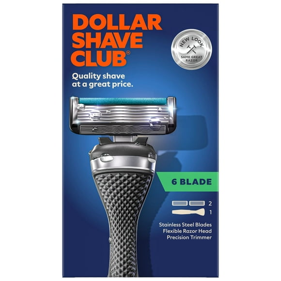 Dollar Shave Club Men's Razor 6-Blade Starter Set 1 handle, 2x 6-blade razor blade refills