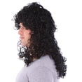 thumbnail image 3 of Deluxe Black Curly Rocker Wig - Adult Std, 3 of 4