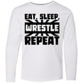 thumbnail image 3 of Inktastic Eat, Sleep, Wrestle, Repeat Long Sleeve Youth T-Shirt, 3 of 5