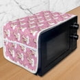 thumbnail image 1 of Cartoon Microwave Oven Cover, Unicorns Standing Clouds Rainbows and Stars on a Pink Skyline Print, Water Resistant Organizer with Pockets for Kitchen, 36" x 12", Pink Yellow White, by Ambesonne, 1 of 1
