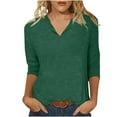 thumbnail image 4 of Ruyang Women's Fashionable Casual Solid Color Three Quarter Sleeve Top T Shirt Women Cotton Tops Long Sleeve, 4 of 6