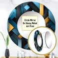 thumbnail image 3 of Designart "Blocks Of Black And Blue In The Blockchain I" Geometric Round Mirror Wall Decor Modern - Large Black Round Bathroom Mirror - Round Mirror - 29" x 29", 3 of 6