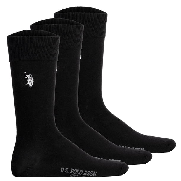 U.S. POLO ASSN. Calcetines de hombre, paquete de 3 - calcetines business, logotipo, mezcla de algodón Negro 39-42