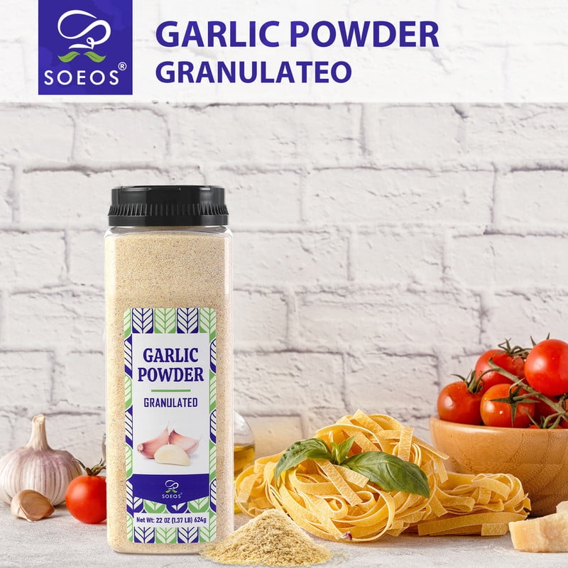 Soeos Pure Granulated Garlic, 22 oz Coarse Ground Garlic Seasoning for Roasting, BBQ Rubs and Everyday Cooking, 624g
