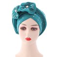 thumbnail image 1 of Soft African Head Wrap Flower Beanie Cap Headwear Stretch Rhinestones Turban for Women and Girls, 1 of 8
