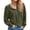 Army green, variant on Long Sleeved Women Solid Color Button Down Casual Henley Sweater Knit Pullover
