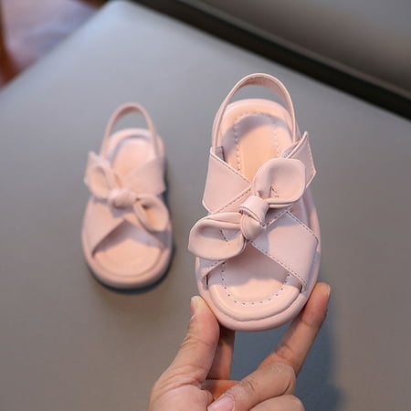 

Girls Solid Color Lovely Bow Sandals Children s Baby Soft Bottom Non Slip Home Indoor Slippers Shoes