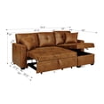 thumbnail image 4 of TesNus Light Brown Sleeper Sofa Sectional 76.5 In with Pull-Out Bed Reversible Chaise and Hidden Storage for Living Room, 4 of 10