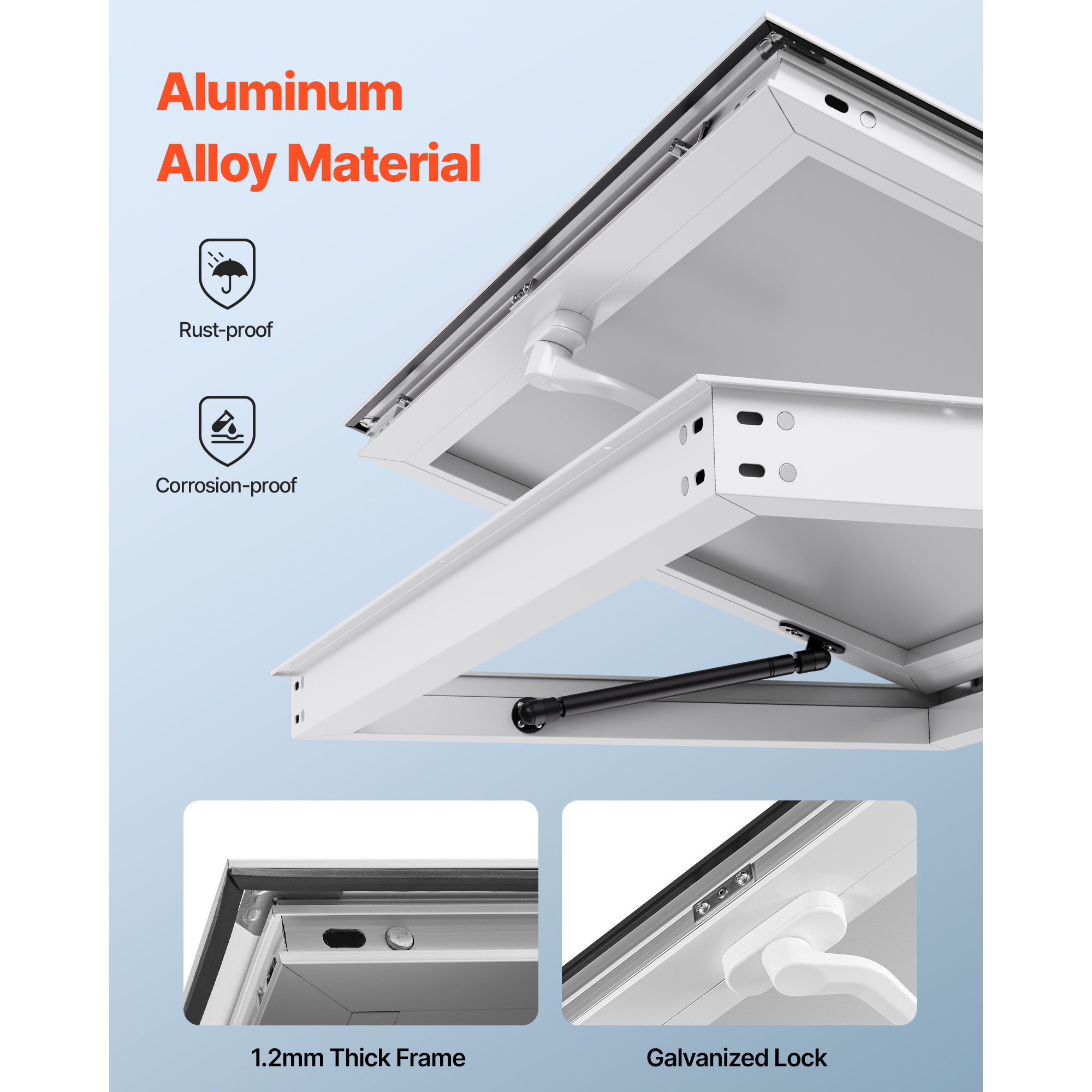 KFFKFF Concession Window 60x36 in, Aluminum Alloy Frame Service Window for Food Trucks, 85-Degree Opening Serving Window with Awning Door and Drag Hook, Water-Resistant Design for Trailers
