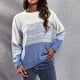 thumbnail image 3 of Suéter de mujer con hombros caídos y cuello redondo de manga larga con degradado para otoño invierno azul S, 3 of 6