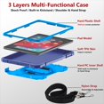 thumbnail image 5 of Shockproof Case for Apple iPad 6th 5th Generation, with Pencil Holder Military Grade Protection Rotating Stand Hand Strap Shoulder Strap Bumper Rugged Case for iPad 6th 5th Gen 9.7", Blue, 5 of 7