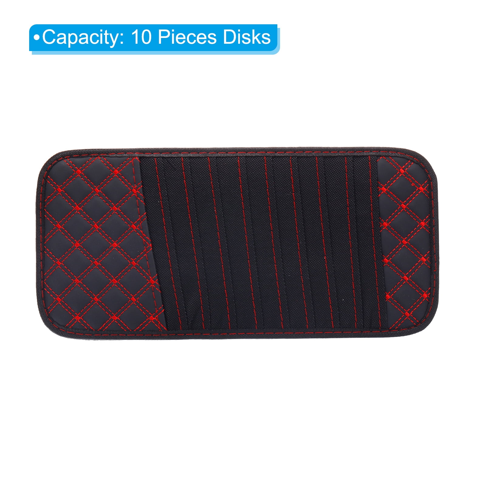 Unique Bargains Visor CD PU Leather Storage Dividers with Strap for Car Visor Black Red