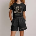 thumbnail image 2 of WELOIJEVBE Girls Spring Summer Two Piece Outfits Sets Fashion Active Short Sleeve Performance Tops and Shorts for Child Girl Girls Clothes 9-10 Years, 2 of 4