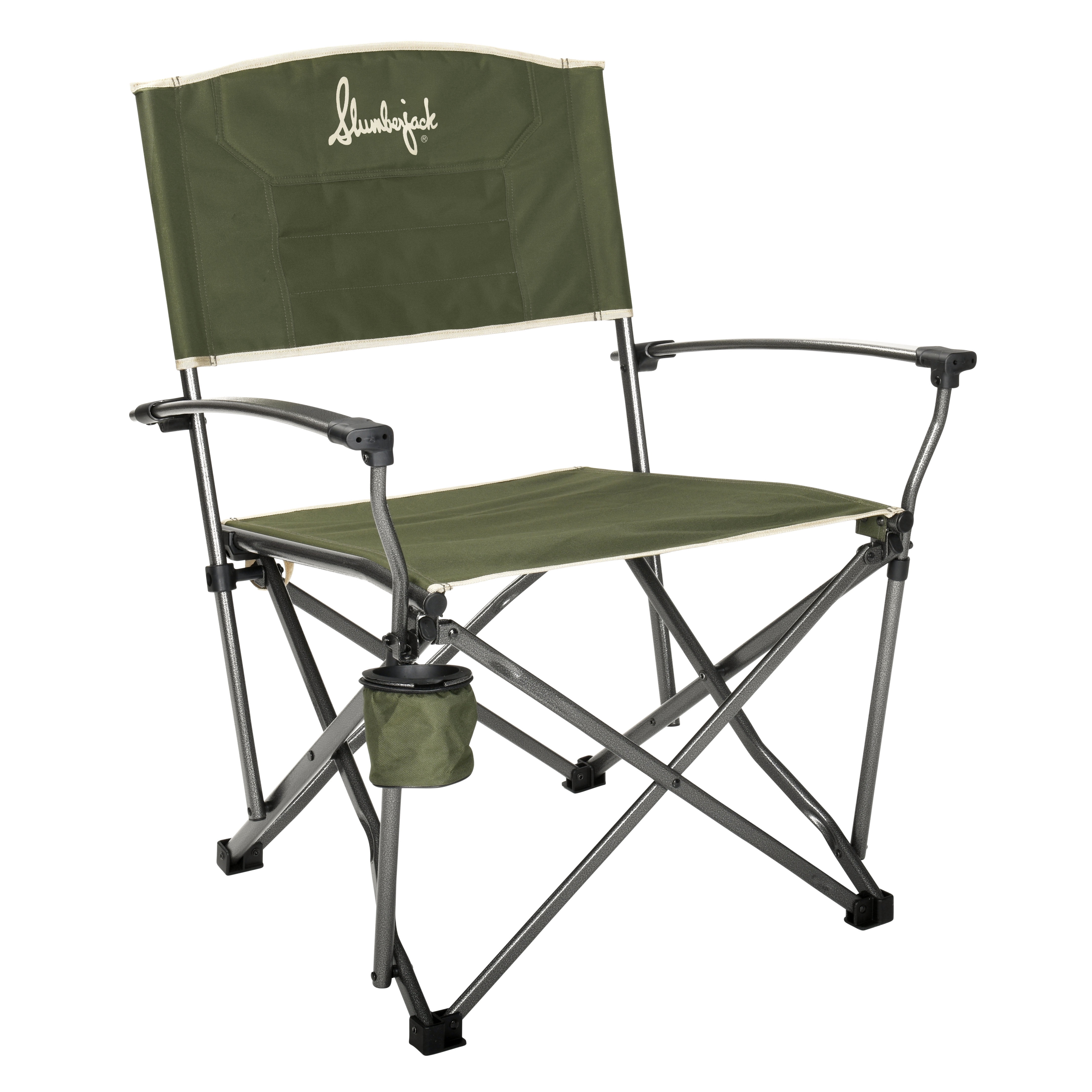 Slumberjack Lone Mesa Quad Folding Director's Chair, with Beverage Holder
