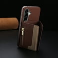 thumbnail image 6 of Dteck Magnetic Case for Samsung Galaxy A26 5G,  2 in 1 Wallet Case Detachable Card Holder, Compatible with MagSafe, Slim PU Leather RFID Blocking Credit Slots Zipper Pocket,Brown, 6 of 7