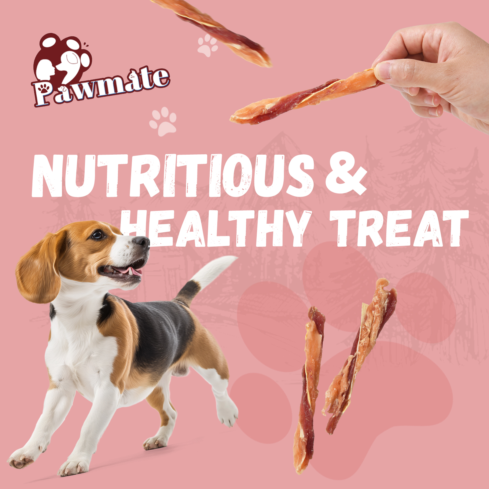 Pawmate Chicken Jerky & Duck & Cod Twist Dog Treats, 29-Count photo 3