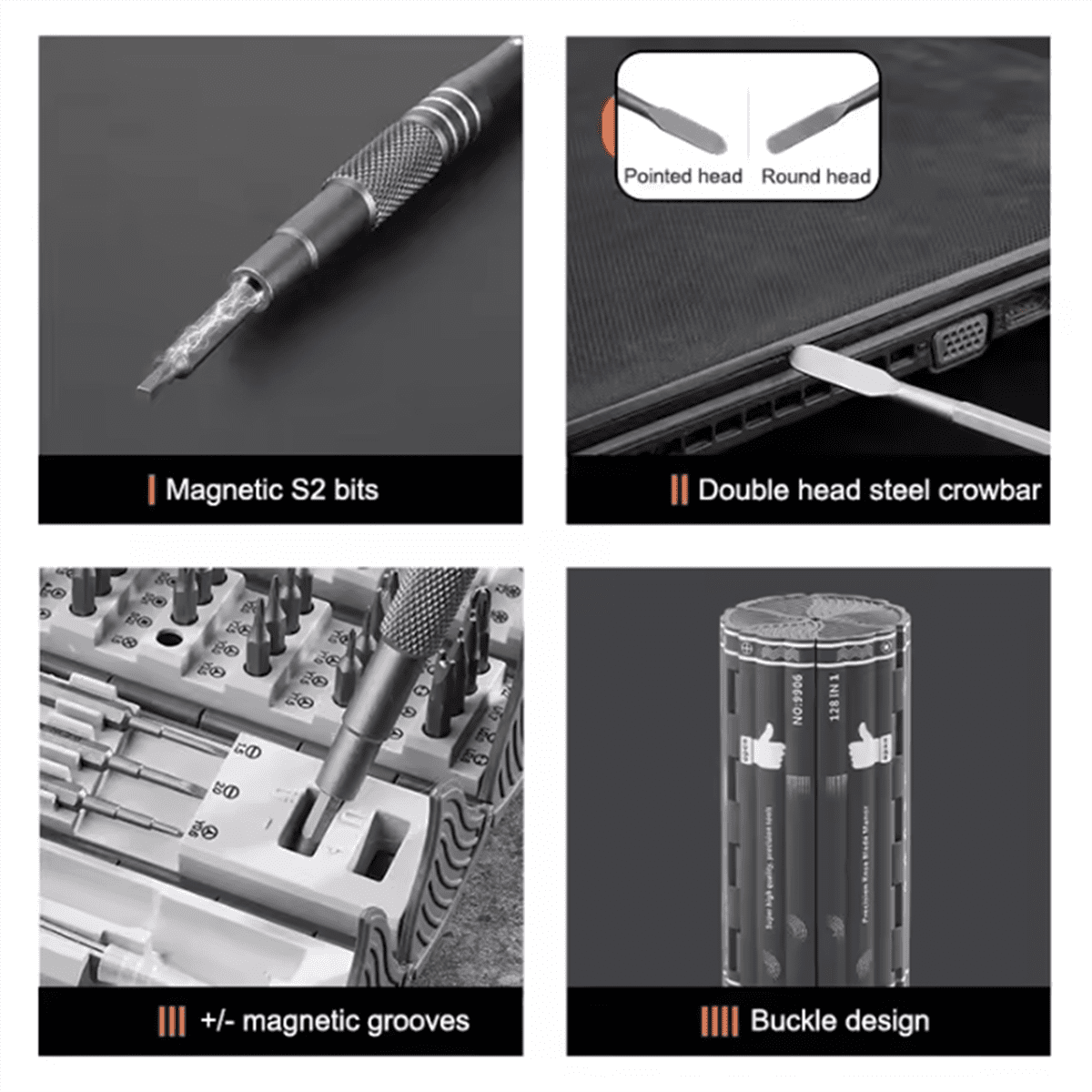 128 in 1 Precision Screwdriver Set Magnetic Screw Nuts Bits Multi Functional Household Repair Tools Kit for Laptop Pc,1 x Precision Screwdriver Set