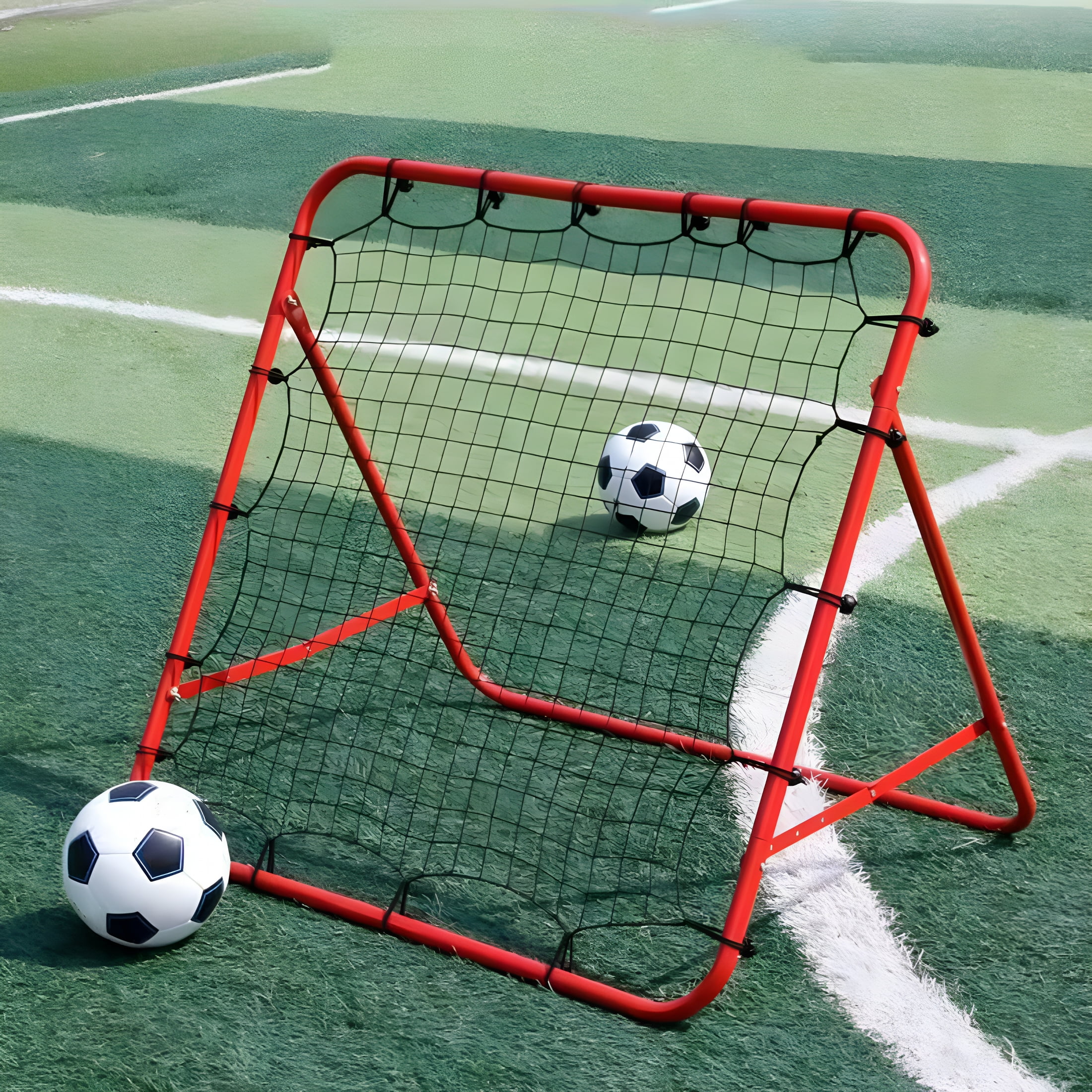 BESTSKY Soccer Rebounder Net with 20 Elastic Ropes Kickback Football Practice Net Target Goal Rebound Net Beginner Training Aid
