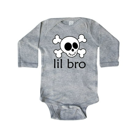 

Inktastic Little Bro Skull Gift Baby Boy Long Sleeve Bodysuit
