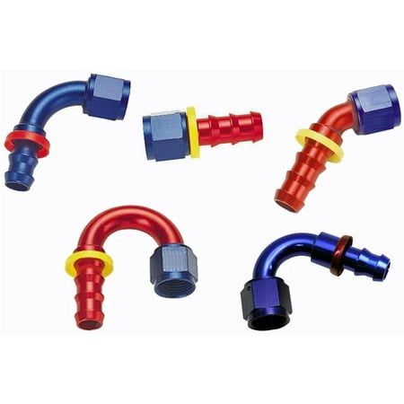 - 180 Degree Aluminum Push-On Hose Socketless Fitting, AN6
