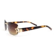 thumbnail image 3 of Womens Rhinestone Star Jewel Rimless Designer Sunglasses Gold Tortoise - Brown, 3 of 4