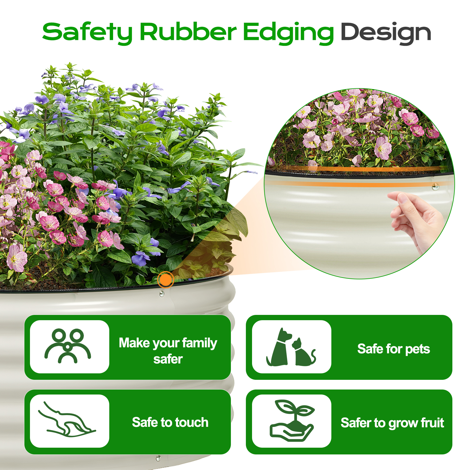 Aoodor 42 Inch Round Galvanized Raised Garden Bed – 17" Deep, Outdoor Planter, Aluminum
