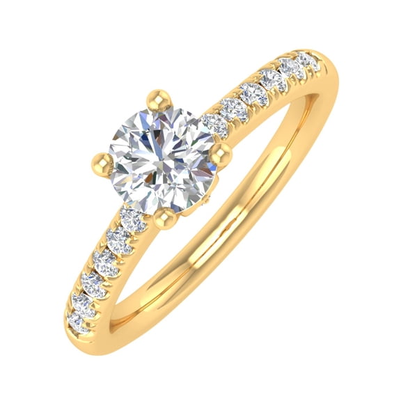 1/2 Carat Diamond Engagement Ring Band in 14K Yellow Gold (Ring Size 6.75) (I1-I2 Clarity)