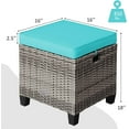 thumbnail image 3 of LEIYY 2 Pieces Patio Rattan Ottomans, Outdoor Wicker Footstool Footrest Seat with Soft Cushions and Steel Frame, All-Weather Patio Ottoman Set for Backyard Garden Poolside,Mix Grey + Turquoise, 3 of 10