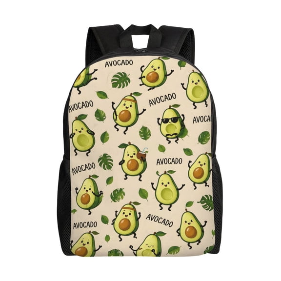 Cute Avocado Backpack Full Front Print Travel Laptop Bag for Men and Women