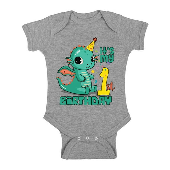 1st Birthday Bodysuits - Cute Baby Boy Baby Girl Shirt - Little Dragon Romper