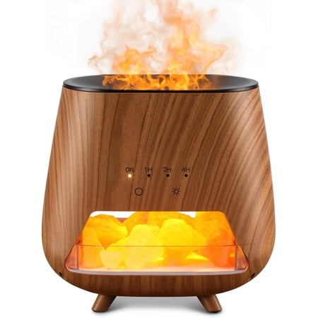 Essential Oil Diffuser for Home: 200ml Aromatherapy Diffuser with Himalayan Pink Salt Rock Cool Mist Humidifier with Auto Off Function and 9 Colors LED Night Light for Bedroom