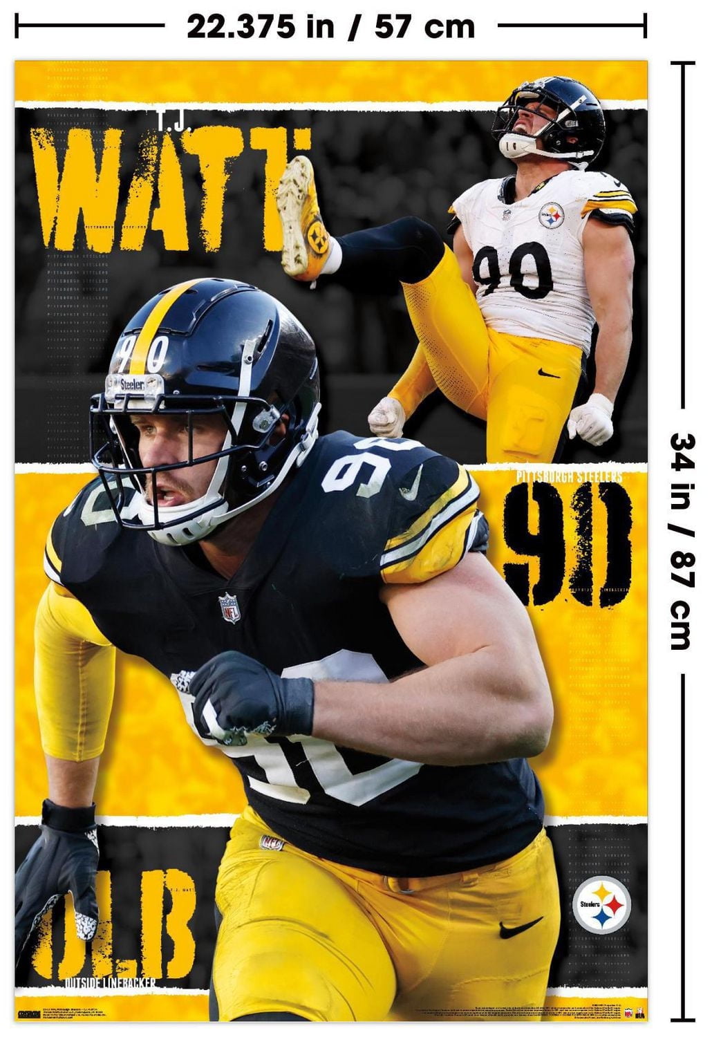 NFL Pittsburgh Steelers - T.J. Watt 24 Wall Poster, 22.375" x 34"