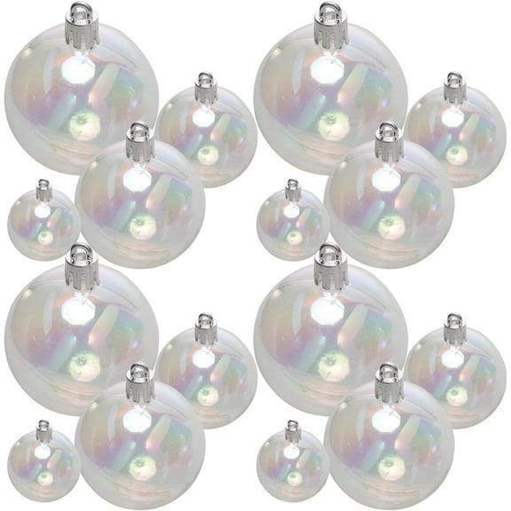 NOGIS 16Pcs Christmas Iridescent Ornaments Balls Christmas Decorative Hanging Ornaments DIY Clear Christmas Ball Ornaments for Xmas Party Birthday Wedding Decor（4 Size）