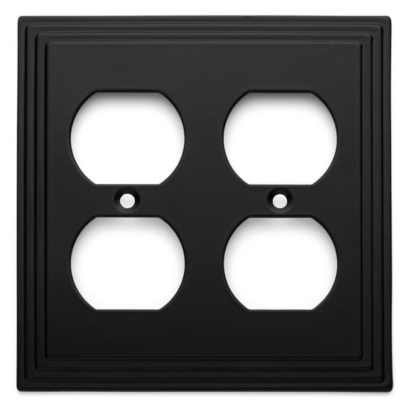 Cosmas 25012-FB Flat Black Double Duplex Electrical Outlet Wall Plate