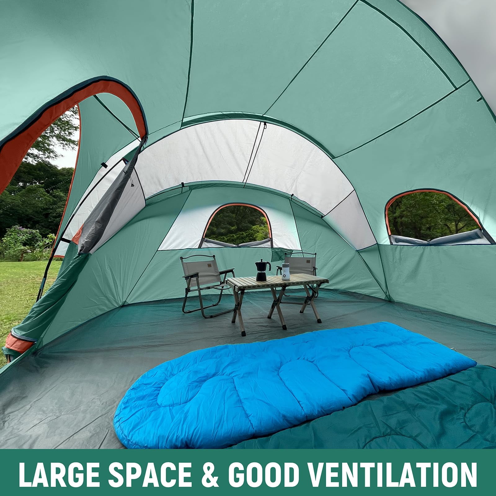 Hikergarden 10 Person Camping Tent - Portable Easy Set Up Family For Camp  Windproof Fabric Dome Outdoor Hiking Backpacking Traveling-14'x11'x74in(h)