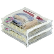 2-Pack Heavy Duty Vinyl Zippered See-Through Storage Bags (Clear) (9" x 11" x 2") for Jewelry, Shirts, Cosmetics, Arts & Crafts Supplies and Much More! 0.9 Gallon