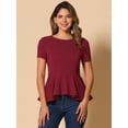 thumbnail image 4 of DARING DIVA Women's Round Neck Elegant Peplum Tops M Dark Red, 4 of 6
