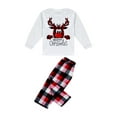 thumbnail image 4 of Family Matching Christmas Pajamas Set, Reindeer Print Long Sleeve T-Shirt + Plaid Pants Sleepwear for Adults, Kids, 4 of 10