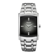 Men's Genuine Crystal-Accented Silver-Tone Gray-Degrade Dial Dress Watch