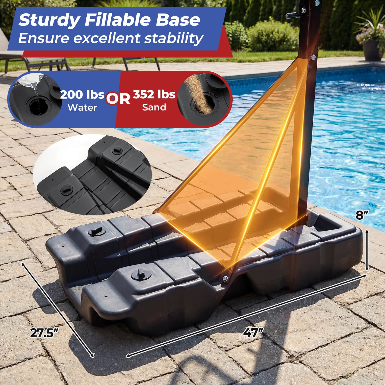 Costway 10 FT Foldable Basketball Hoop with Fillable Base, Wheels & Shatterproof Backboard